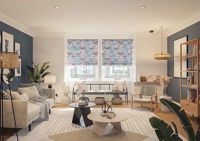 Bouquet Velvet, Cornflower - Motorised Roman Blind - Image 8